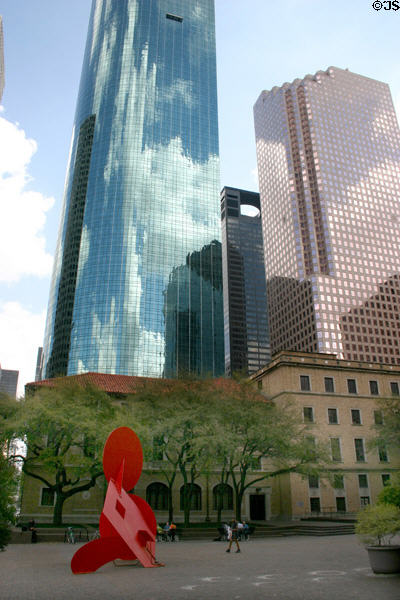 Wells Fargo Plaza & 1100 Louisiana over Public Library. Houston, TX.