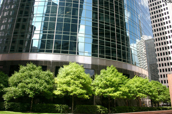 Base of Wells Fargo Plaza. Houston, TX.