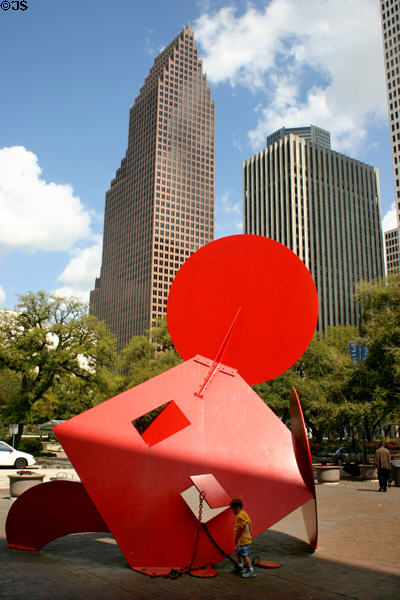 Bank of America Center (1983) (56 floors) (700 Louisiana St.) with sloped upper stories. Houston, TX. Architect: Kendall/Heaton Assoc. + Johnson/Burgee Architects.
