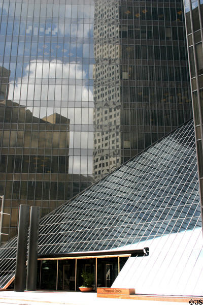 Pennzoil Place sloped entrance. Houston, TX.