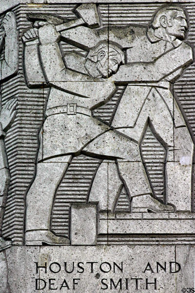 San Jacinto monument relief of Sam Houston & Deaf Smith. Houston, TX.