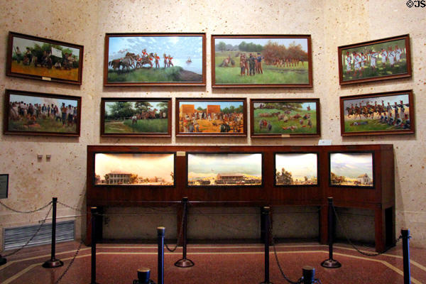 Texas Forever!! painting series about Battle of San Jacinto by Charles Shaw at San Jacinto monument. San Jacinto, TX.