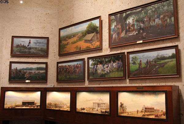 Texas Forever!! painting series about Battle of San Jacinto by Charles Shaw at San Jacinto monument. San Jacinto, TX.