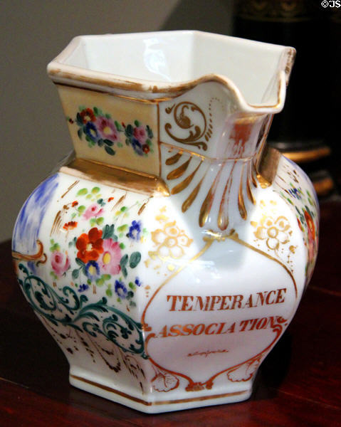 Porcelain Temperance Assoc. pitcher (c1840-50) at Bayou Bend. Houston, TX.