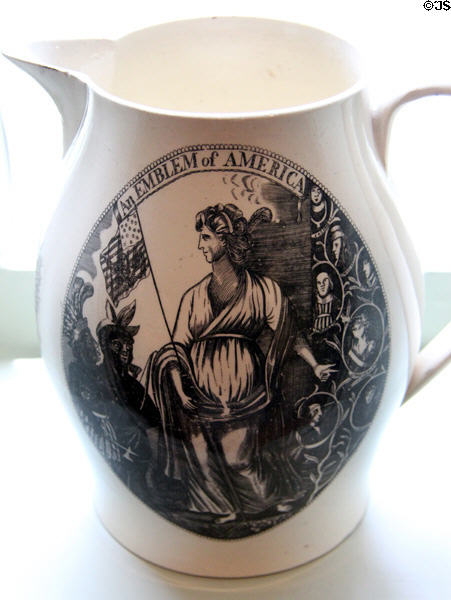 An Emblem of America commemorative cremeware pitcher at Bayou Bend. Houston, TX.
