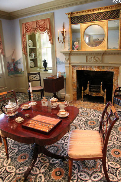 Music Room in early Grecian style (1810-20) at Bayou Bend. Houston, TX.