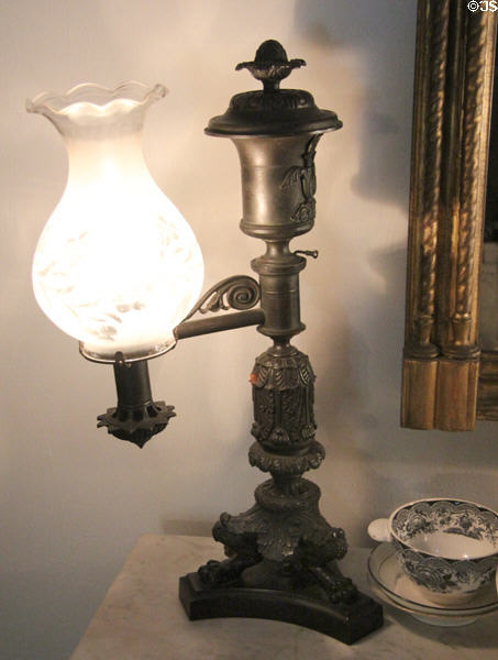 Argand lamp at Nichols-Rice-Cherry House at Sam Houston Park. Houston, TX.