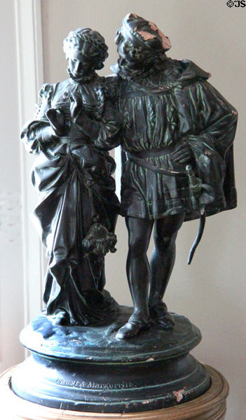 Faust & Marguerite plaster statue at Nichols-Rice-Cherry House at Sam Houston Park. Houston, TX.