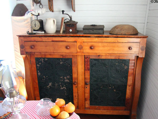 Pie safe in Yates House at Sam Houston Park. Houston, TX.