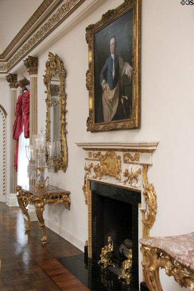Ballroom fireplace at Rienzi house museum. Houston, TX.