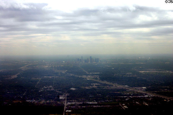 Houston area & downtown seen from air. Houston, TX.