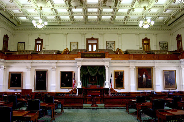 Senate chamber in State Capitol. Austin, TX.