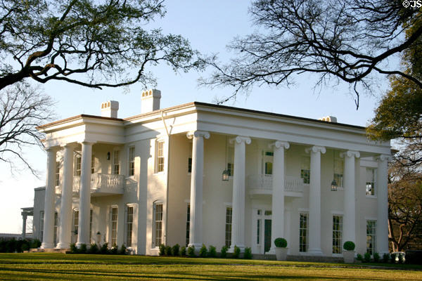 Governor Elisha Pease house called Woodlawn (1853) (6 Niles Rd.) in Pemberton Heights. Austin, TX. Style: Greek Revival. Architect: Abner Cook.