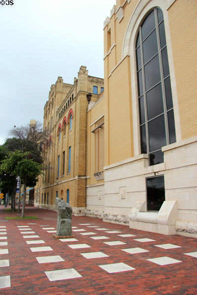 Courtyard of San Antonio Museum of Art in repurposed Lone Star Brewery building. San Antonio, TX.