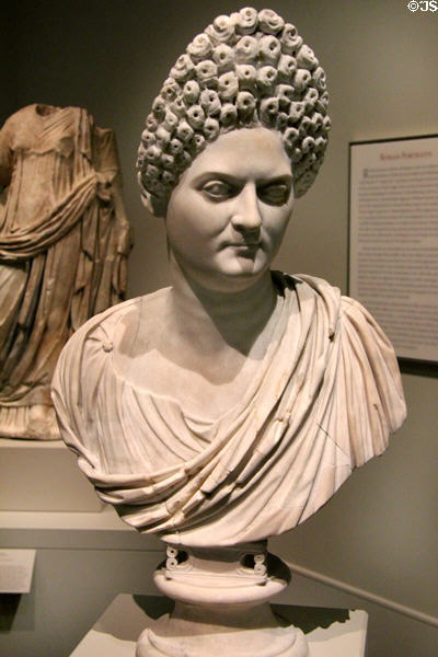 Roman carved marble portrait of a woman (early 2ndC CE) at San Antonio Museum of Art. San Antonio, TX.