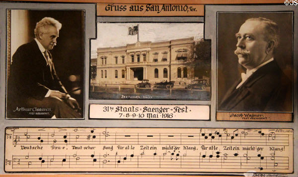 Commemoration of German song fest (1816) in German section at Institute of Texan Cultures. San Antonio, TX.