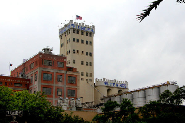 Pioneer Flour Mill (founded 1851, moved to current water millsite 1859) is oldest family-owned business in Texas. San Antonio, TX.