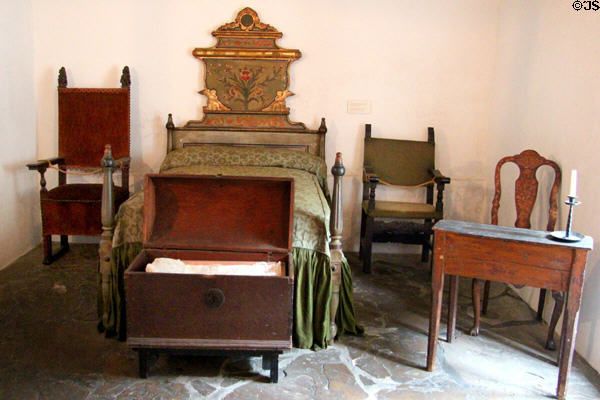 Spanish colonial bedroom at Spanish Governor's Palace. San Antonio, TX.