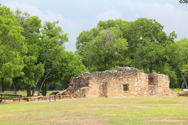 Stone ruins at Mission San Juan Capistrano. San Antonio, TX.