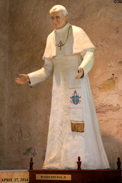 Blessed John Paul, II statue at San Fernando Cathedral. San Antonio, TX.