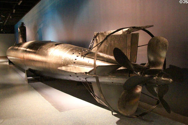 Japanese midget sub Ha19 which grounded near Pearl Harbor (Dec., 1941) at National Museum of the Pacific War. Fredericksburg, TX.