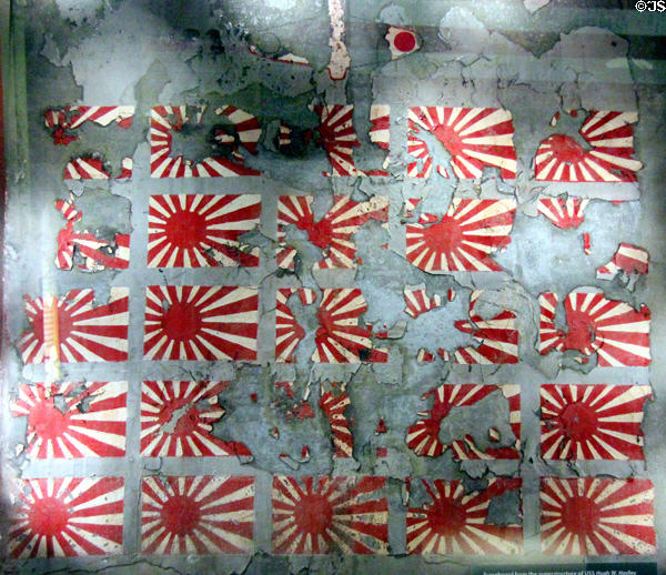 Scoreboard of destroyer USS Hadley which shot down 25 Japanese aircraft (23 in under 2 hours on May 11, 1945 off Okinawa) at National Museum of the Pacific War. Fredericksburg, TX.