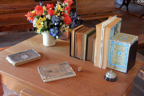 Teacher's desk in Junction School at Lyndon B. Johnson NHP. Stonewall, TX.