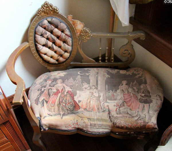 Settee with one arm at Capt. Charles Schreiner Mansion. Kerrville, TX.