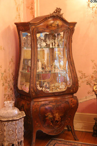 Vitrine in pink parlor at McFaddin-Ward House. Beaumont, TX.