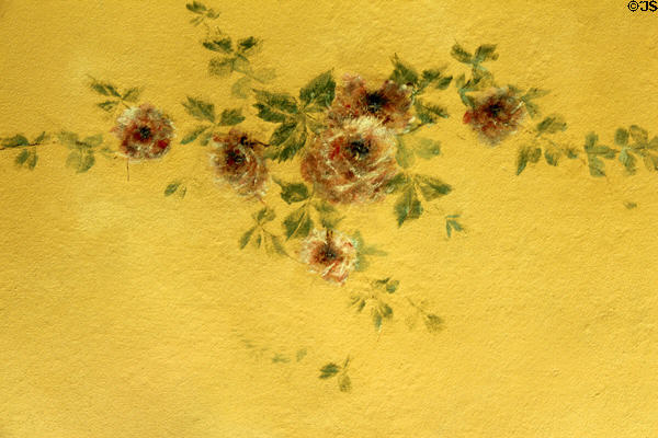 Detail of ceiling with rose motif in conservatory at McFaddin-Ward House. Beaumont, TX.