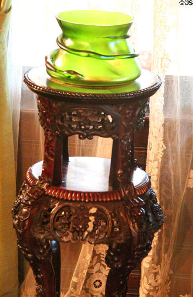 Art glass bowl attributed to Johann Loetz-Witwe Glassworks of Austria in music room at McFaddin-Ward House. Beaumont, TX.