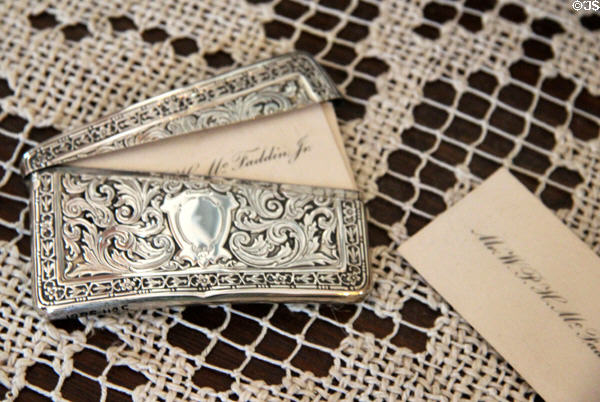 Silver calling card case at McFaddin-Ward House. Beaumont, TX.