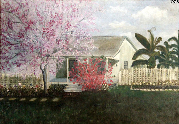 Painting of outbuilding on property by Florence Chambers at Chambers House Museum. Beaumont, TX.