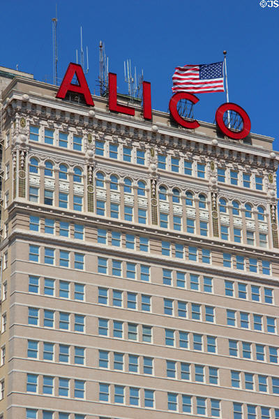 Upper floor details of ALICO building. Waco, TX.