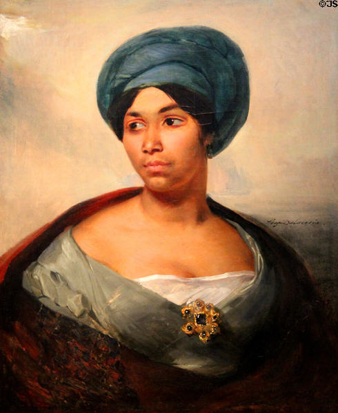 Portrait of Woman in Blue Turban (c1827) by Eugène Delacroix at Dallas Museum of Art. Dallas, TX.