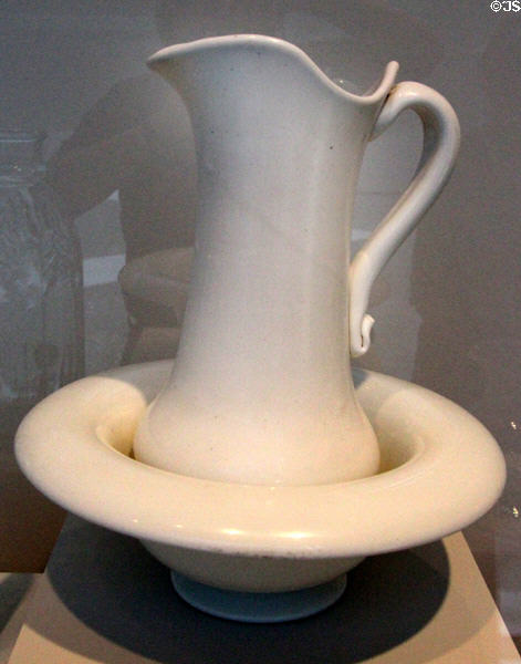White glass pitcher & basin (c1844-57) attrib. Whitall Bros., Millville, NJ at Dallas Museum of Art. Dallas, TX.