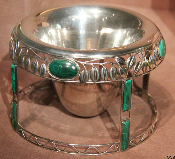 Silver & Malachite centerpiece vase (1910) by Josef Hoffman for Wiener Werkstätte at Dallas Museum of Art. Dallas, TX.