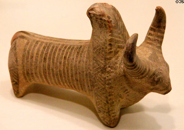 Terracotta Indus Valley Civilization humped bull (3rd millennium BCE) from Pakistan/India at Dallas Museum of Art. Dallas, TX.