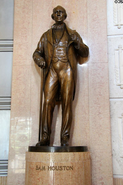 Sam Houston statue in Hall of Heroes in Hall of State at Fair Park. Dallas, TX.