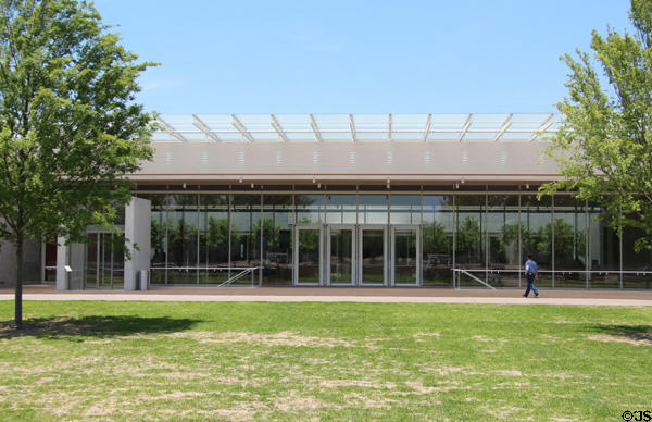 Entrance facade of Piano Pavilion of Kimbell Art Museum. Fort Worth, TX.