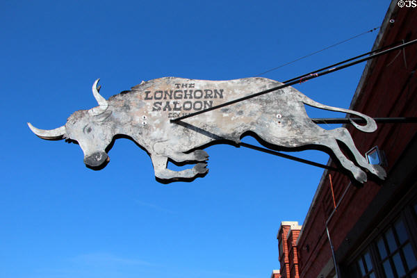 Saloon sign in Fort Worth Stock Yards historic district. Fort Worth, TX.