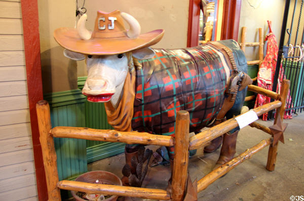 Cow sculpture at Stockyard Station. Fort Worth, TX.