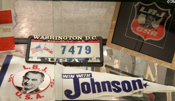 LBJ Presidential campaign items at LBJ Museum. San Marcos, TX.