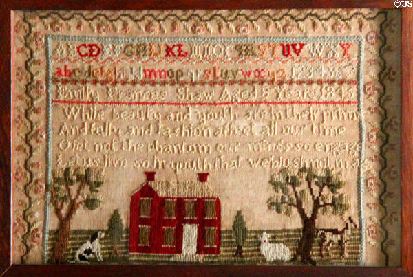 Needlework sampler (1845) at John Jay French Museum. Beaumont, TX.