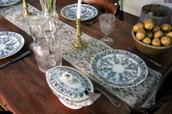 Place setting & serving dishes at John Jay French Museum. Beaumont, TX.