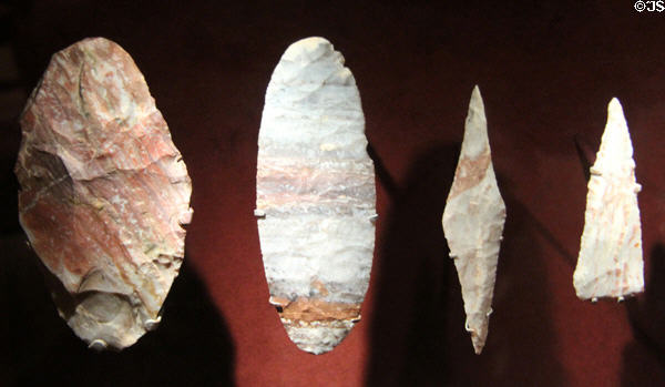 Alibates chert knives used in trade at Bullock Texas State History Museum. Austin, TX.