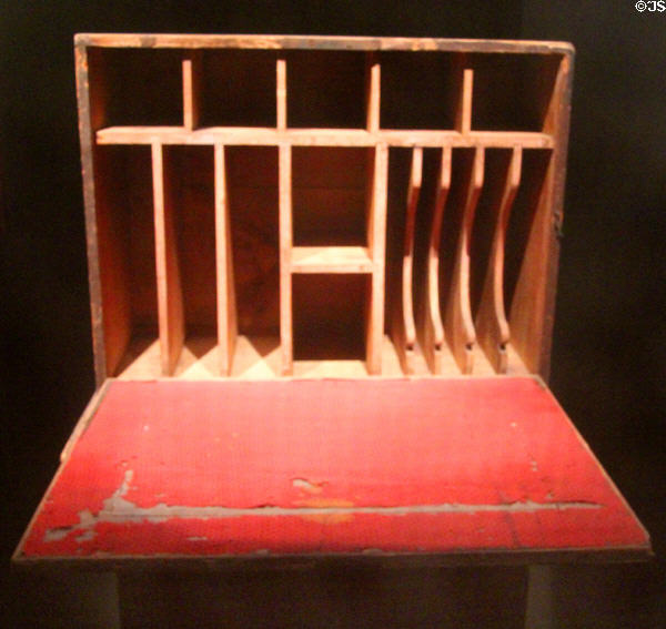 Stephen F. Austin's desk (c1830s) saved from his cabin before it was burned during Runaway Scrape at Bullock Texas State History Museum. Austin, TX.