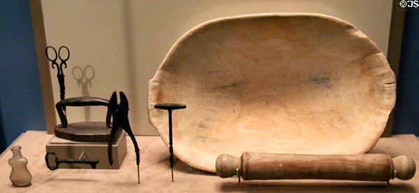 Objects associated with slavery (c1850) at Bullock Texas State History Museum. Austin, TX.