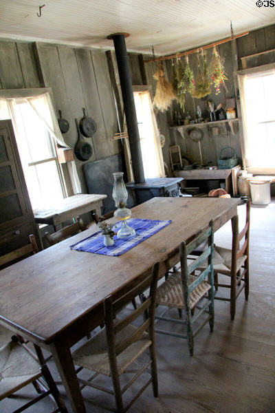 Kitchen in Frederick Jourdan cabin at Pioneer Farms. Austin, TX.