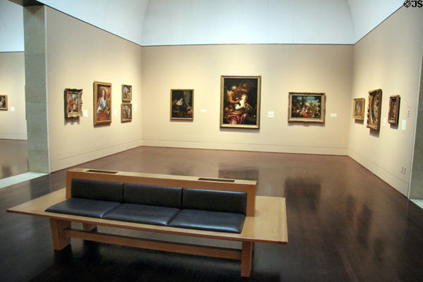 Gallery & visitor's bench at Blanton Museum of Art. Austin, TX.